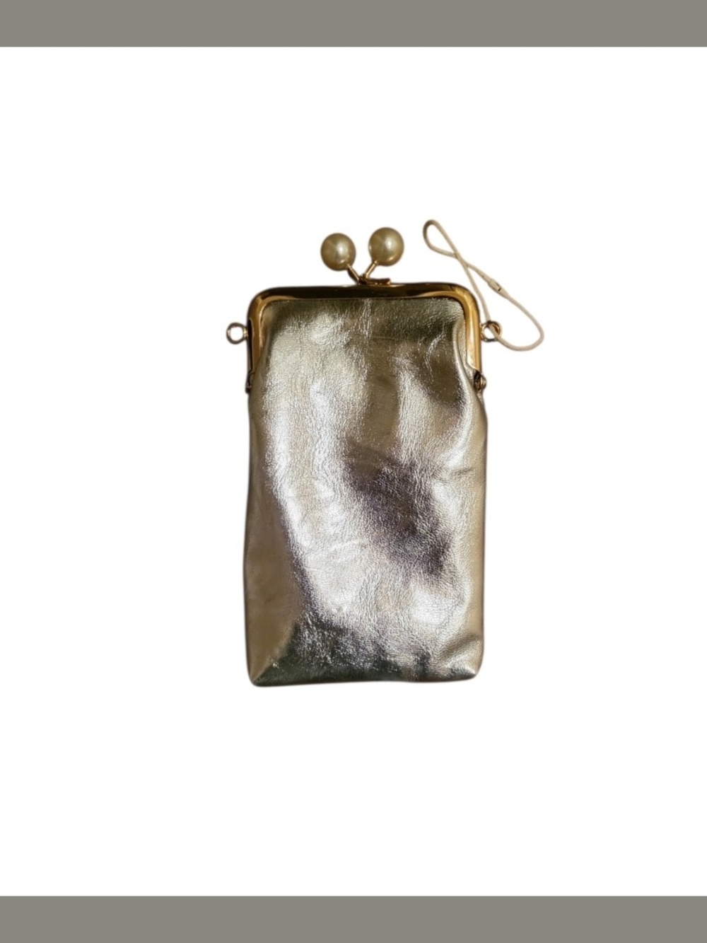 Metallic Gold Kiss-Lock Wristlet Pouch